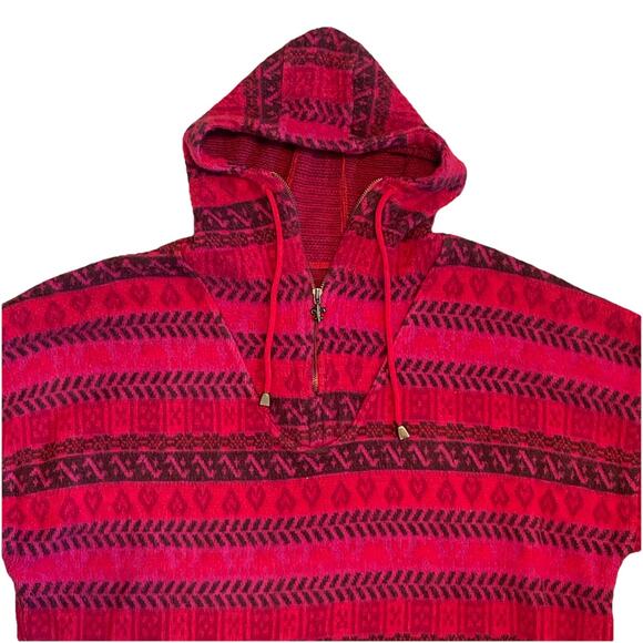 VTG Express French Country Medium Pullover Fleece Jacket Baja Hippie Hoodie - Picture 2 of 8